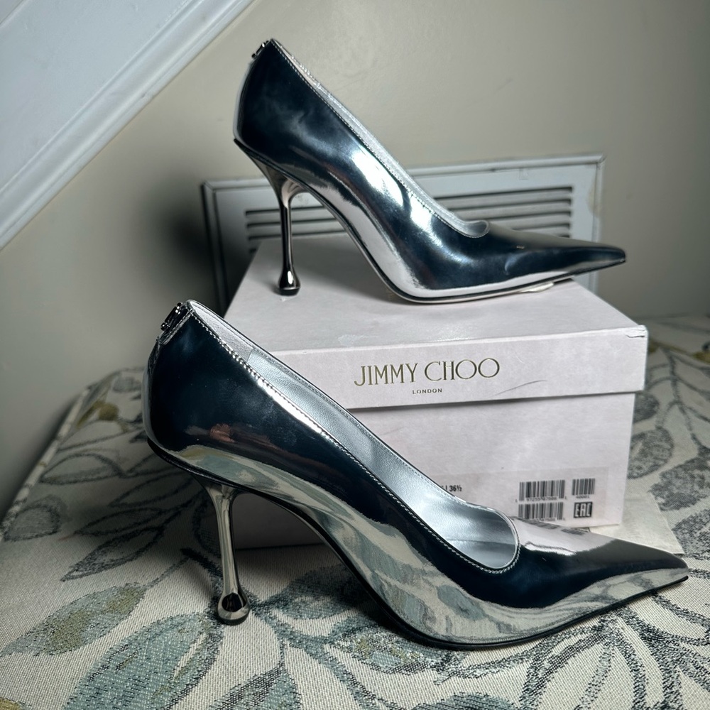 Jimmy Choo Metallic Silver Heels